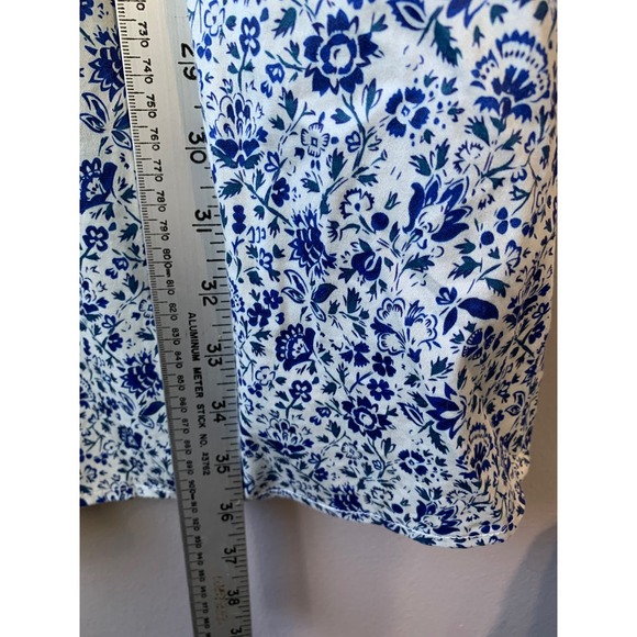 Tuckernuck Womens Dress Medium Blue White Floral Print 3/4 Sleeve Button Down - Picture 7 of 9